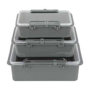 Al Saif Gallery Plastic Container Set, Rectangle, 0.95 x 1.40 x 2.85 ml, 3 Pieces - Gray product image 2