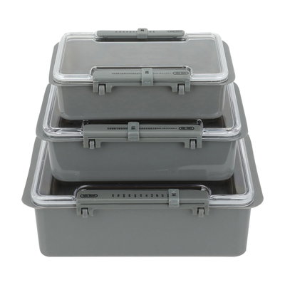 Al Saif Gallery Plastic Container Set, Rectangle, 0.95 x 1.40 x 2.85 ml, 3 Pieces - Gray product image 2