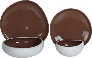 طقم سفرة بورسلان السيف غاليري، 24 قطعة - ابيض بني product image