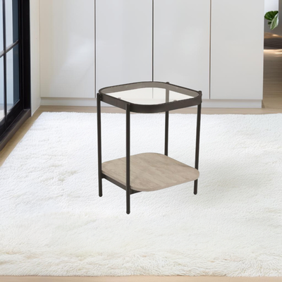 طاولة جانبية مودرن زجاج و خشب MDF، 55×45 42 سم - خشبي product image 1