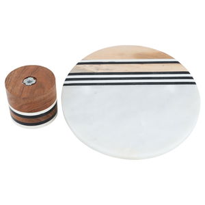 Al Saif Gallery marble cake stand, 4 x 10 x 10 cm, with base - white product image 2