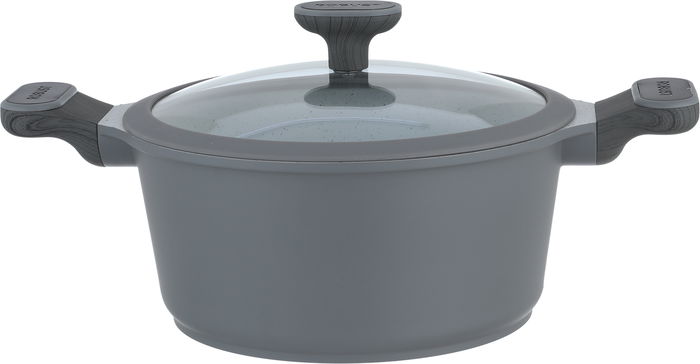 طقم قدور جرانيت وألمنيوم بغطاء زجاج روبوست، 9 قطع - رمادي غامق product image 2