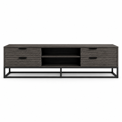طاولة تلفزيون، 50×140×40 سم، خشب MDF، إطار معدن، أدراج - رمادي خشبي غامق product image 3