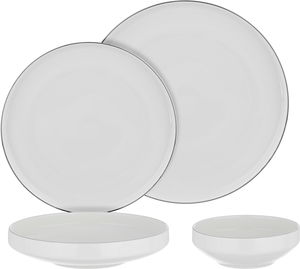 طقم سفرة بورسلان السيف غاليري، 24 قطعة، شكل دائري بحافة ذهبي - ابيض product image