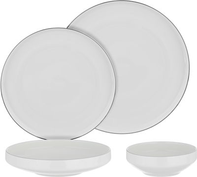 طقم سفرة بورسلان السيف غاليري، 24 قطعة، شكل دائري بحافة ذهبي - ابيض product image 1