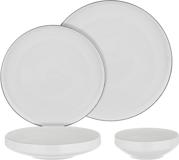 طقم سفرة بورسلان السيف غاليري، 24 قطعة، شكل دائري بحافة ذهبي - ابيض product image 1