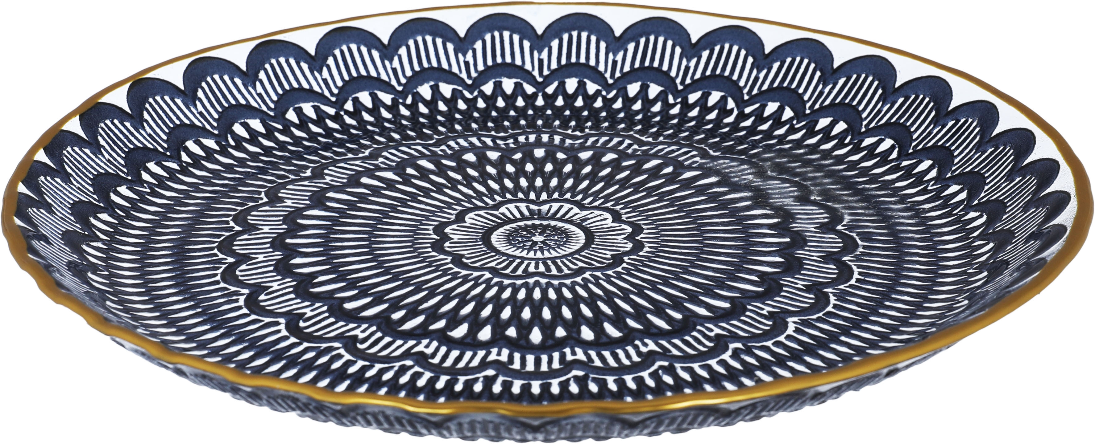 Al Saif Gallery Glass Serving Plate, 21 cm - Blue White product image 1
