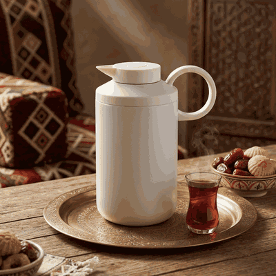 ترمس هلا تايملس، 1.2 لتر، حافظة داخلية استيل، هيكل خارجي استيل، ضغاط - بيج product image 6