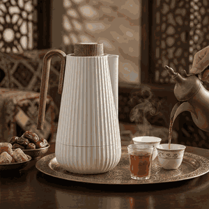 Glory Sumo Thermos, 1 liter, wooden handle, glass interior, pusher - light wood gray product image 2