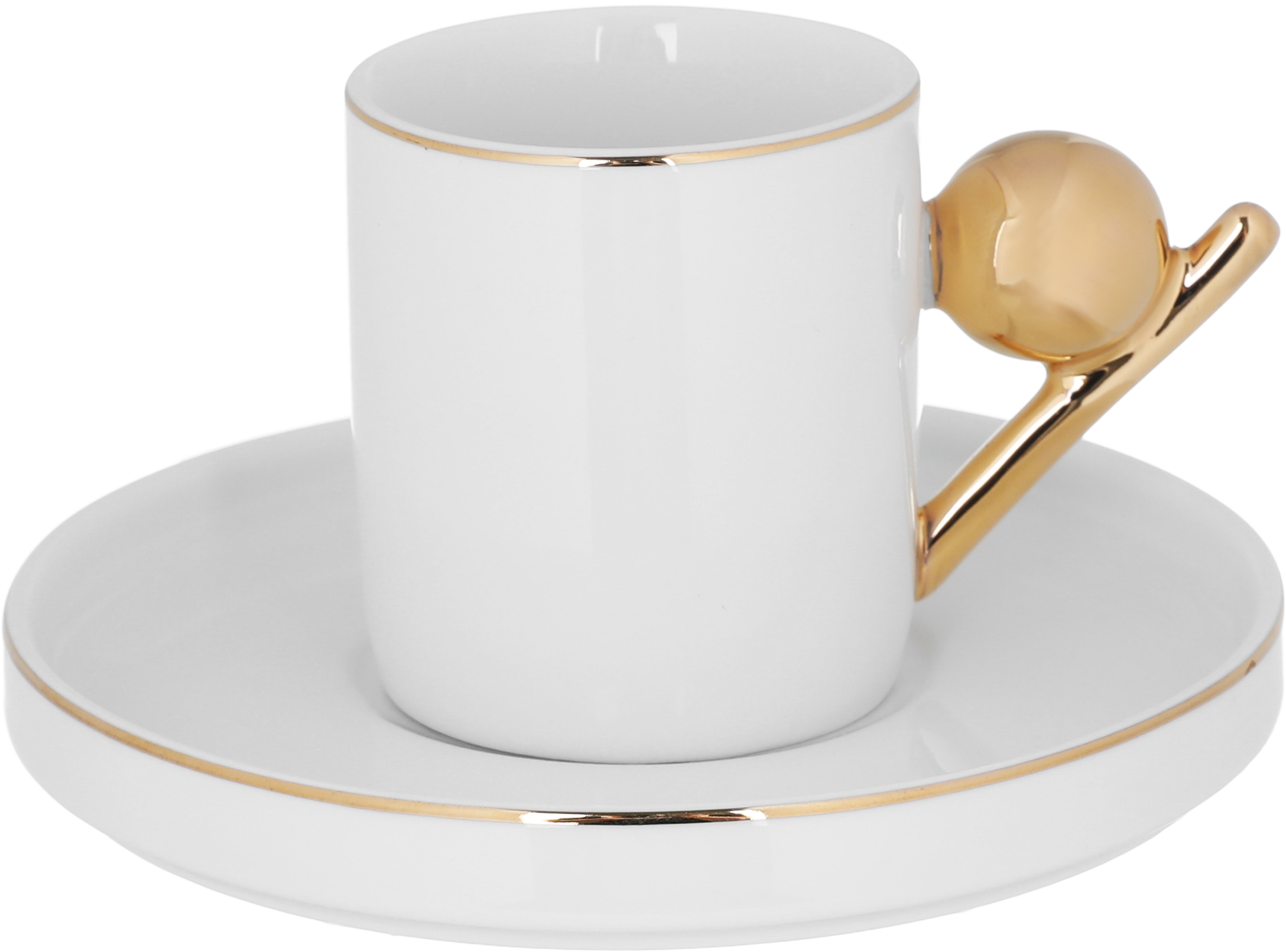 Al Saif Gallery porcelain coffee cups and saucers set, 12 pieces - golden white product image 2
