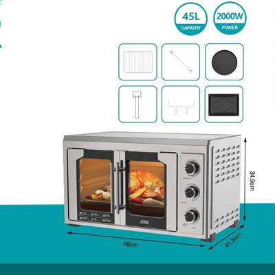 فرن كهربائي ويننج ستار، 45 لتر، 2000 واط، اضاءة داخلية، ST-9850 - فضي product image 6