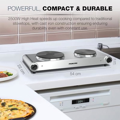 موقد كهربائي نيكاي، 2500 واط، 2 عين، NKTOE5N2 - فضي product image 7