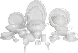 طقم تقديم سفرة بورسلان السيف غاليري، 166 قطعة - أبيض ذهبي product image