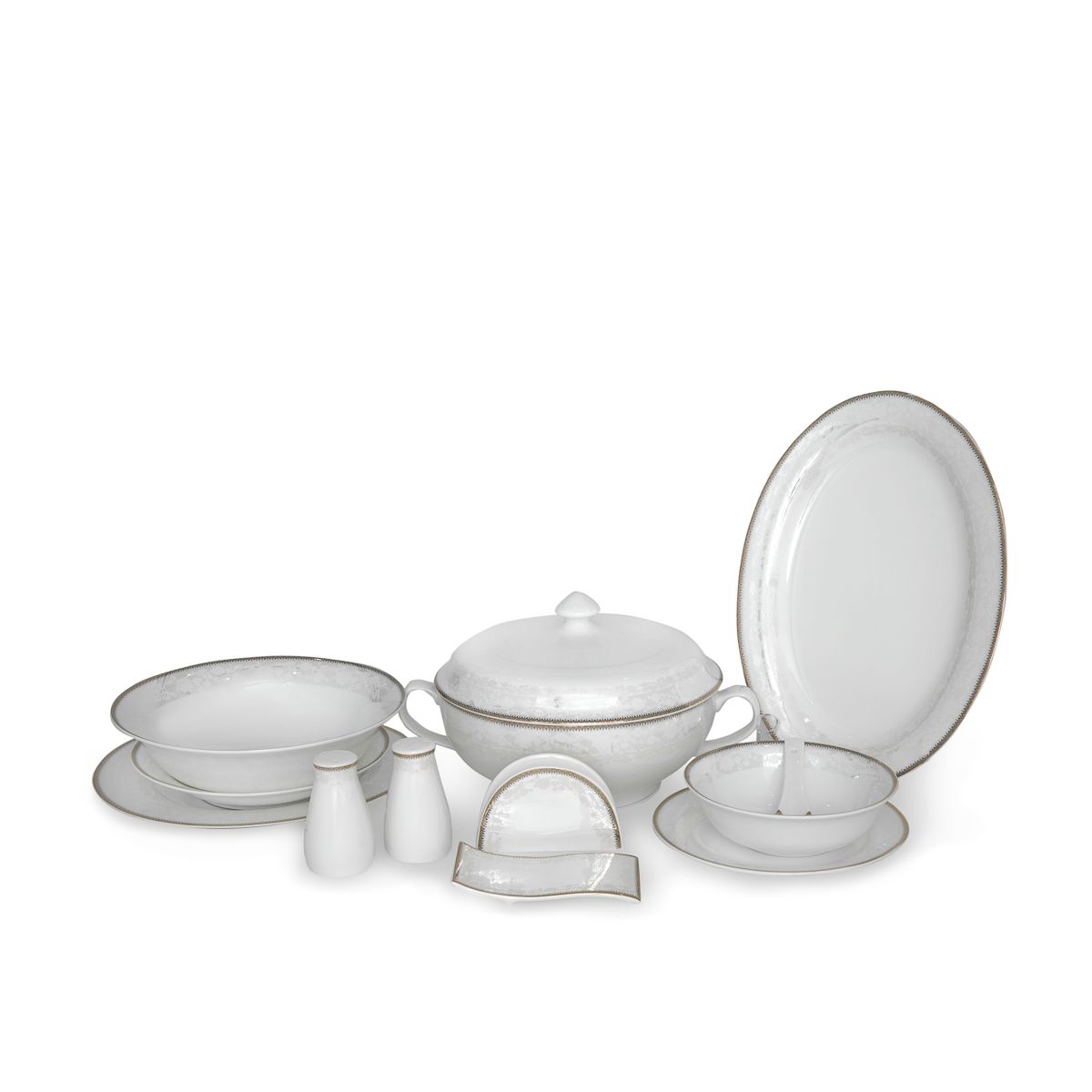 طقم سفرة بورسلان السيف غاليري، 86 قطعة - ابيض product image