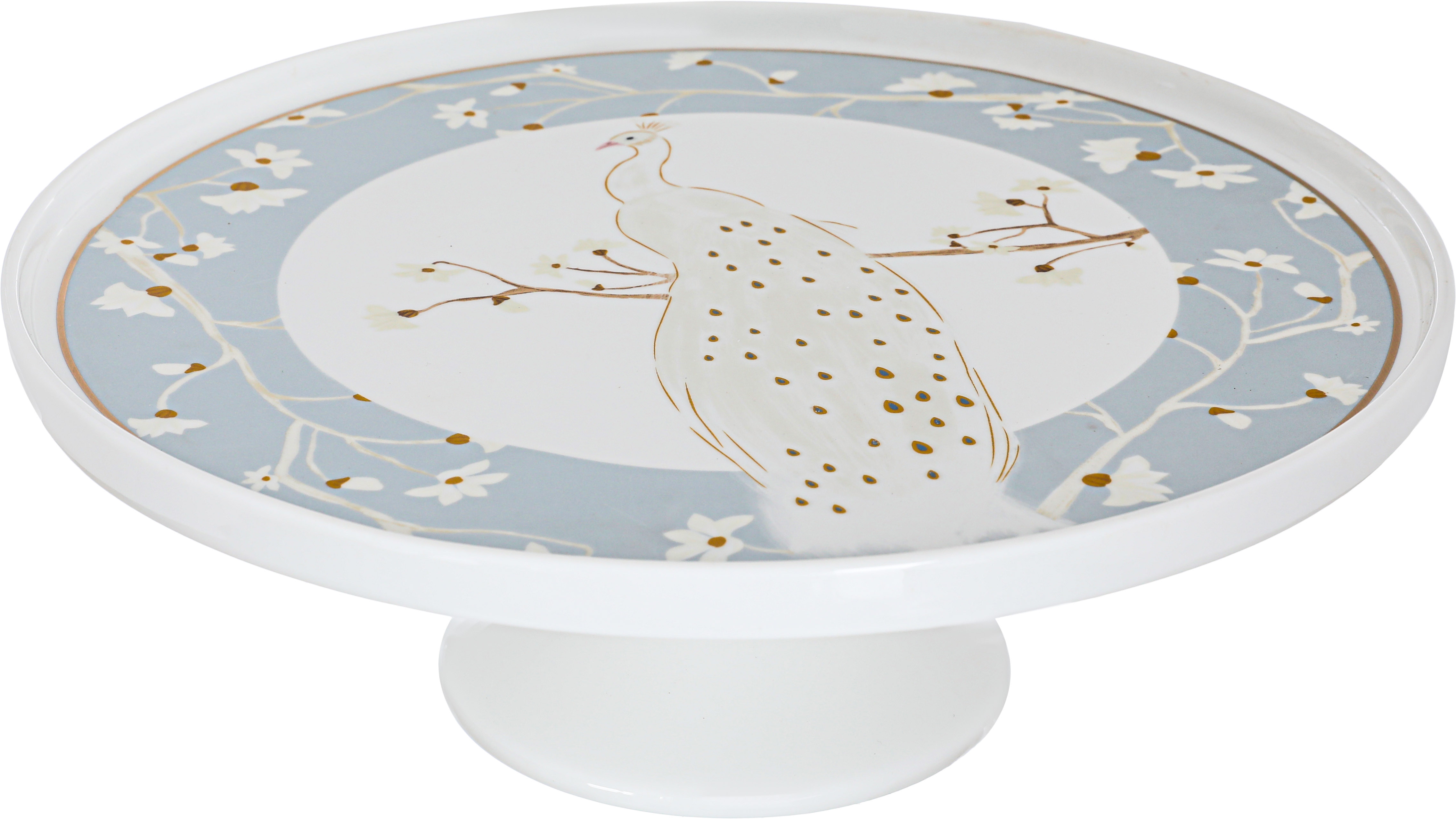 Alsaif Gallery Porcelain Cake Stand Set (Peacock), 9 Pieces, Plates, Lid, Chopping Spoon - White product image 6