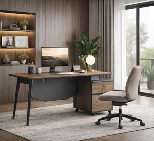 مكتب مودرن خشب MDF، 60×120×75 سم - بني داكن product image 2