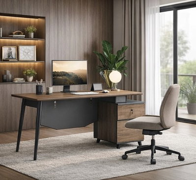 مكتب مودرن خشب MDF، 60×120×75 سم - بني داكن product image 2