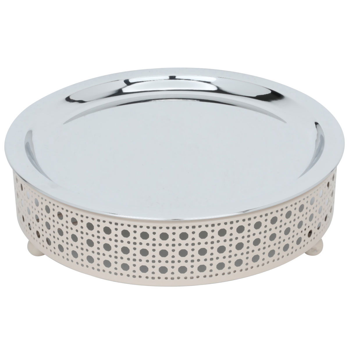 صحن تقديم أرز استيل السيف غاليري، 7×30×30 سم، دائري، بقاعدة - فضي product image 1