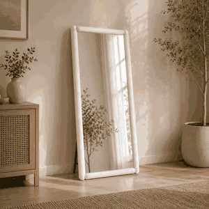 مراية ستاند زجاج، 180×80 سم، ستاند معدن - اوف وايت product image