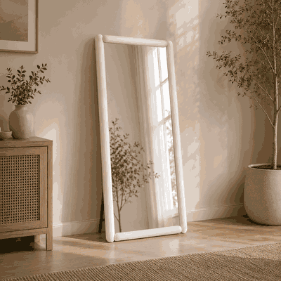 مراية ستاند زجاج، 180×80 سم، ستاند معدن - اوف وايت product image 1