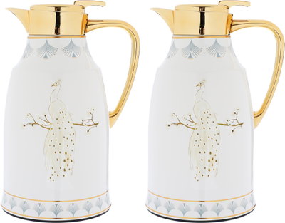 Al Saif GalleryTawoos thermos set, 1/1.3 liter, thermal glass inner container, steel outer shell - pearl product image 2