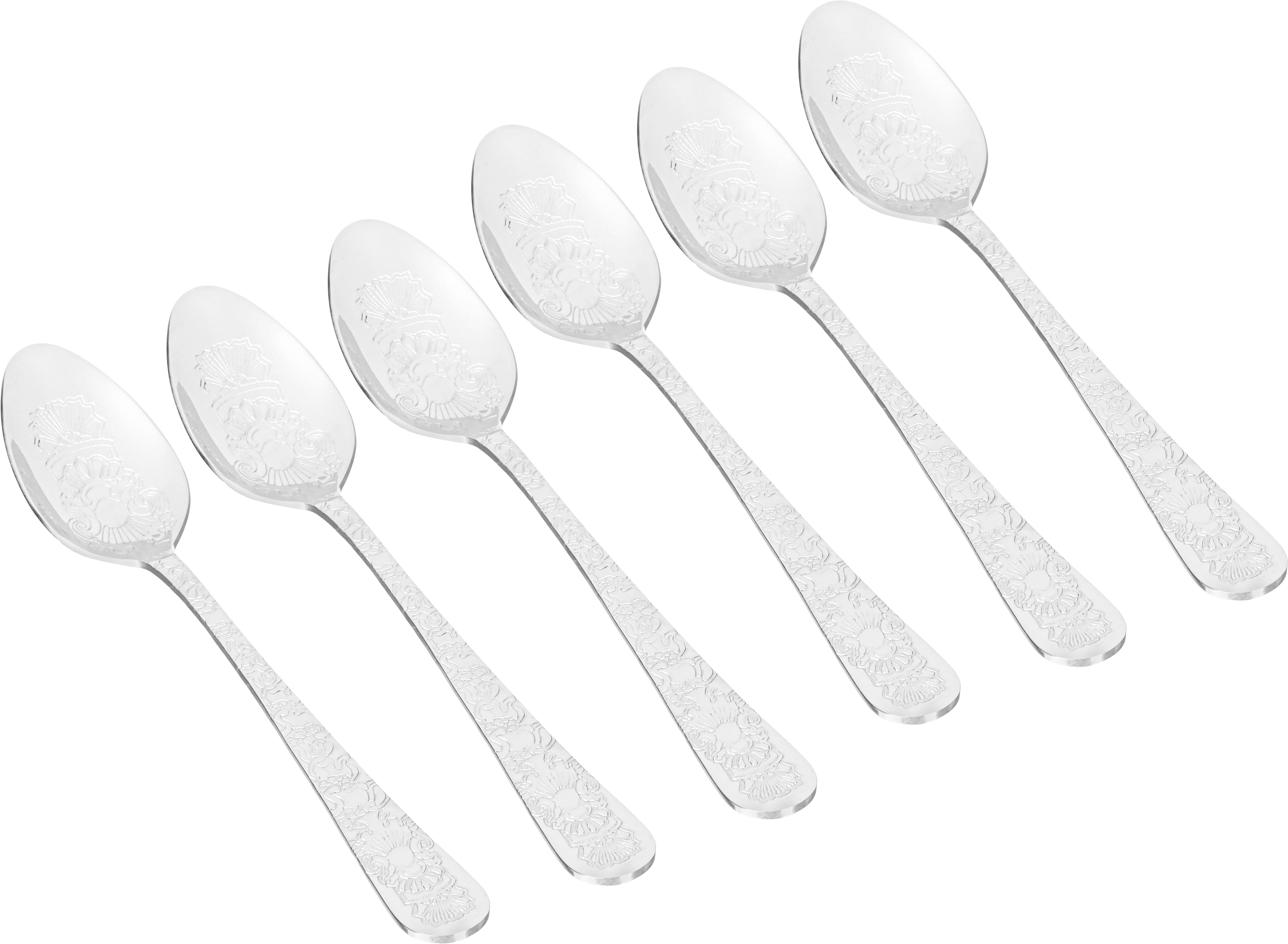 طقم ملاعق اكل استيل السيف غاليري، 6 قطع، منقوش - فضي product image