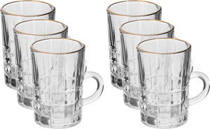 Al Saif Gallery Max Glass Tea Bialat Set, 6 Pieces, Glass Handle, Golden Line - Transparent product image