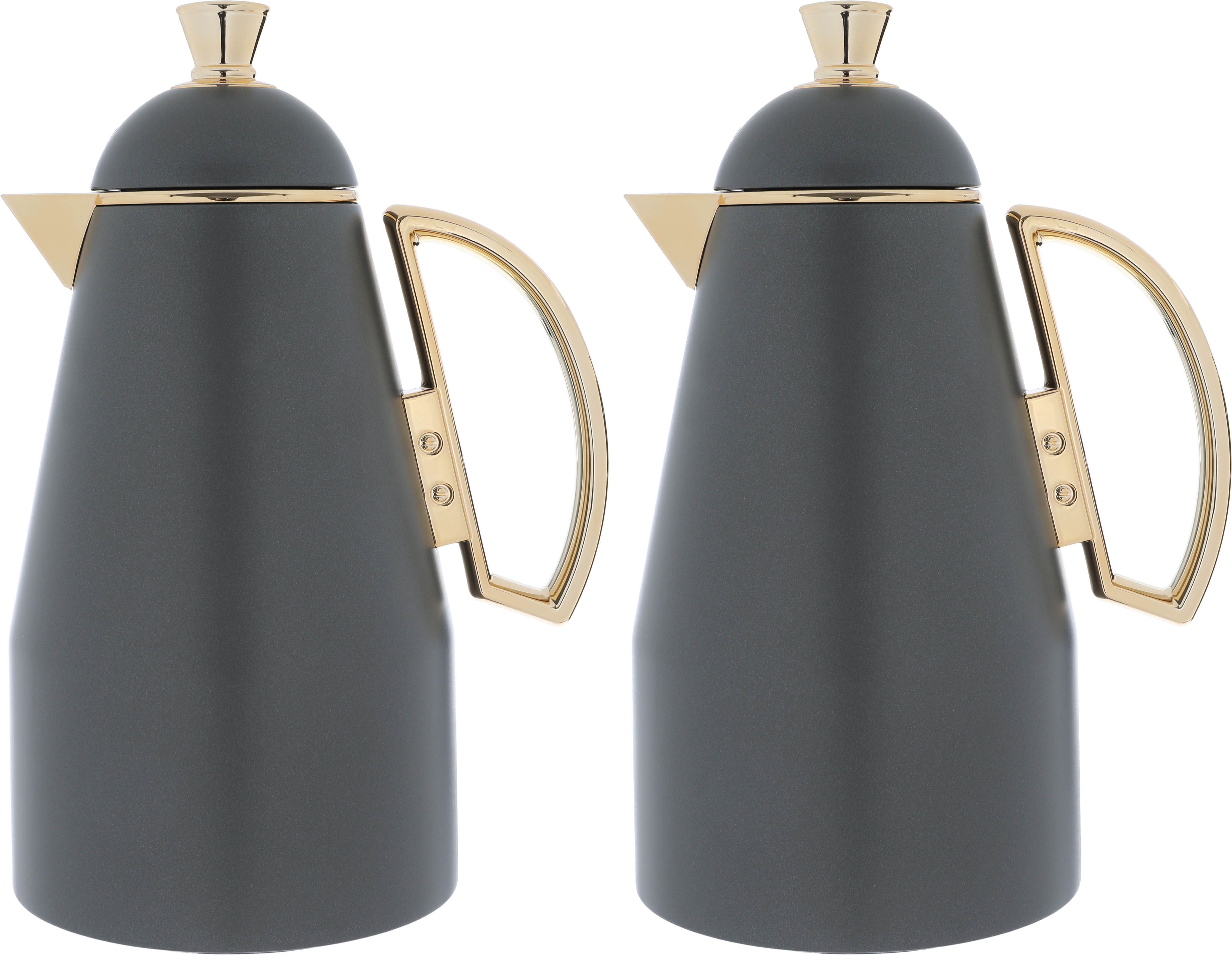 Al Saif Gallery Ruwayda thermos set, 1/0.75 litre, two pieces, thermal glass inner container, steel outer shell - gray product image