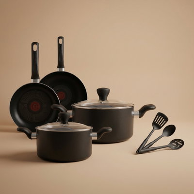 طقم قدور استيل تيفال، 9 قطع - اسود product image 1