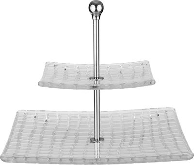 ستاند تقديم زجاج السيف غاليري، 2 دور، مسكة يد استيل، مربع - شفاف product image 1