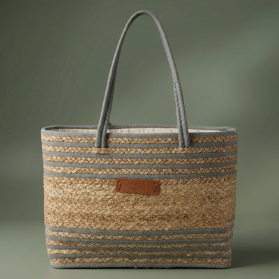 Al Saif Gallery Wicker Thermos Bag, 45x30 cm - Dark Gray Beige product image 1