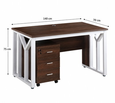 مكتب إداري خشب MDF، 140x70x75 سم - خشبي غامق ابيض product image 2
