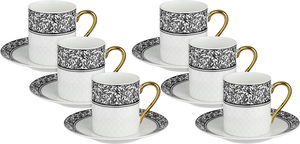 طقم فناجين قهوة تركي مع صحون بورسلان السيف غاليري، 12 قطعة، 90 مل - متعدد الالوان product image