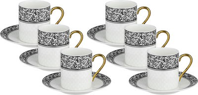 طقم فناجين قهوة تركي مع صحون بورسلان السيف غاليري، 12 قطعة، 90 مل - متعدد الالوان product image 1