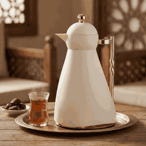 Noor Plastic Glory Thermos, 1 Liter, Glass Inner Container, Push Button, Gold-Creamy Handle product image 2