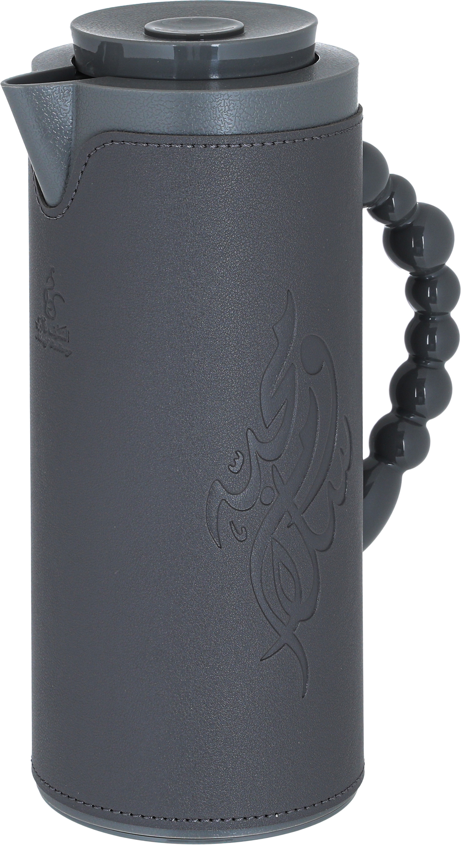 Al Saif Gallery Royal 7 glass thermos, 1 liter, with leather cover, glass inner shell, plastic outer shell - gray product image 3