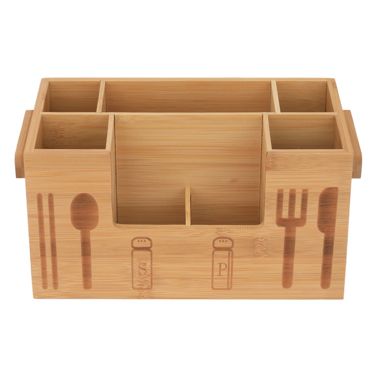 Al Saif Gallery Bamboo Wooden Spoon Stand, 28x16x15 cm, 7-section section - Brown product image