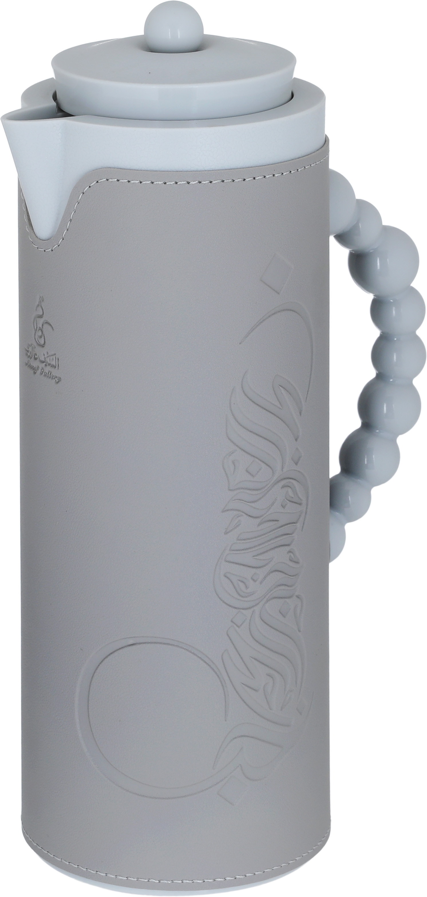 Al Saif Gallery Royal 7 glass thermos, 1 liter, plastic outer shell with leather cover - gray product image 2