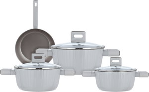 طقم قدور المونيوم بغطاء زجاج روبوست، 7 قطع - بيج product image 2