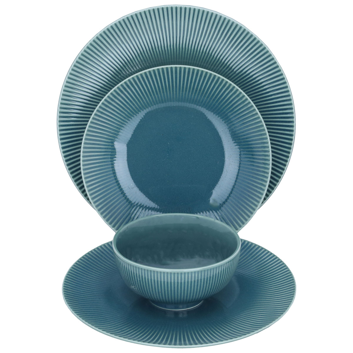 Al Saif Gallery porcelain dinner set, 24 pieces, round - turquoise product image