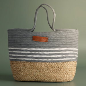 Al Saif Gallery Wicker Thermos Bag, 45x30 cm - Dark Gray Beige product image