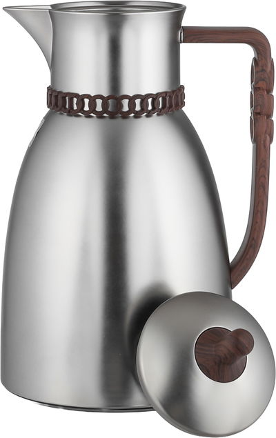 طقم ترامس بيان السيف غاليري، 0.7 / 1 لتر، 2 قطعة، حافظة داخلية زجاج حراري، يد خشبي - فضي مطفي product image 9