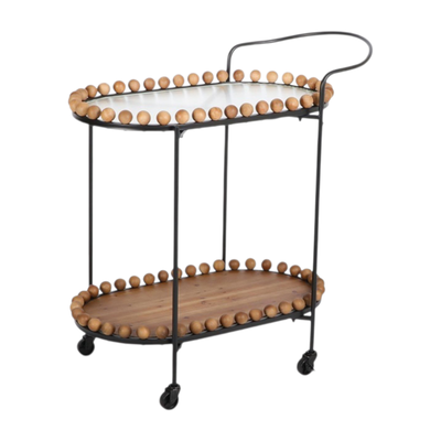 Metal And Wood Serving Trolley, 84×40×70 Cm, 2 Shelves, 360 Swivel Casters - Black/Brown product image 3