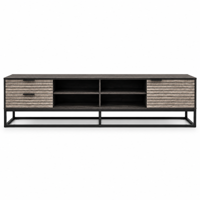 طاولة تلفزيون، 50×200×40 سم، خشب MDF، إطار معدن، أدراج - رمادي خشبي product image 3
