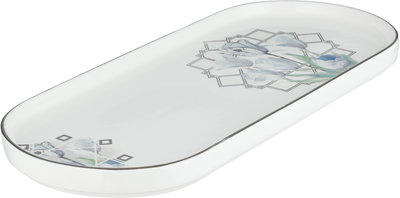 Al Saif Gallery Porcelain Dessert Serving Dish, Sky Blue Rose Design, 26X11.5X2 Cm - Multicolor product image 2