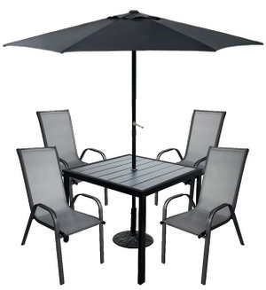 طاولة مظلية حديد ،100×100×75 سم، 4 كراسي - أسود product image