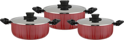 طقم قدور استيل مستر كوك، 6 قطع، غطاء ستانلس ستيل - احمر product image 3