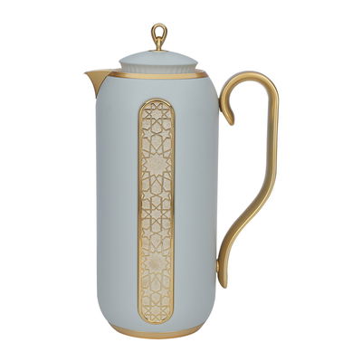 Al Saif Gallery Summer Thermos Set, 2 Pieces, 1/0.7 Liter - Light Gray Golden product image 4