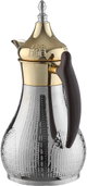 Al Saif Gallery Haila Thermos, 1 liter, wooden handle, steel inner case, steel outer case - silver gold product image 3