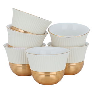طقم فناجين قهوة عربي بورسلان السيف غاليري، 6 قطع - بيج ذهبي product image